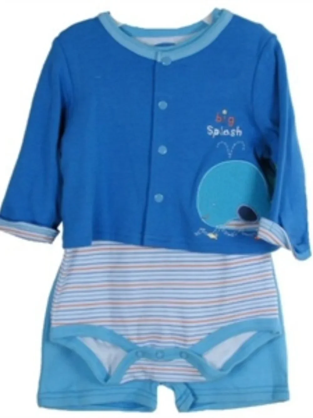 Bon Bebe' - Infant Boys' 3-Pc Blue Whale Onesie Set
